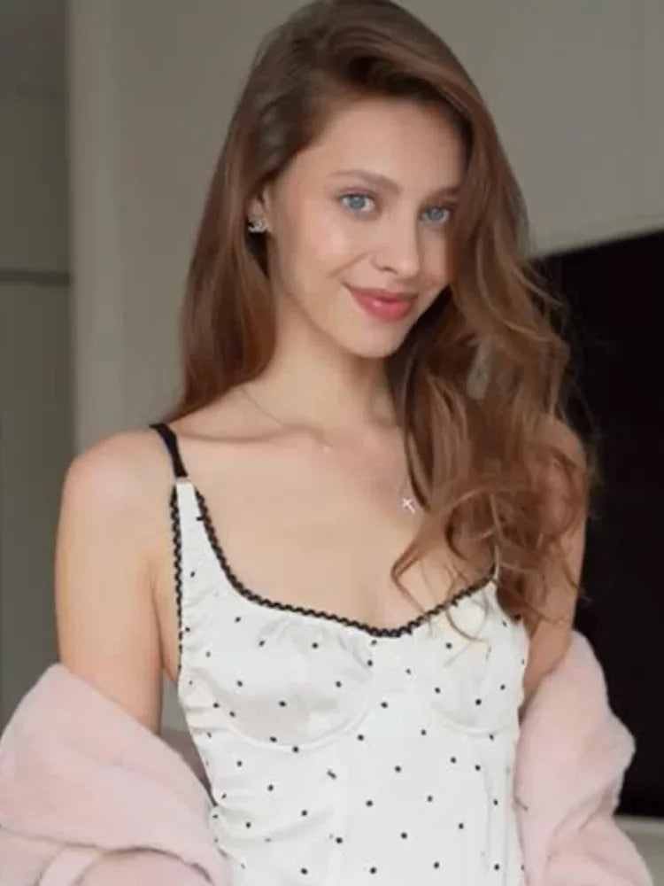 Women Retro Polka Dot Sling Short Tops